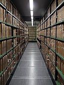 corridor lined with files - ornithology archives